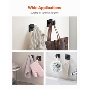 Ensemble d'accessoires de salle de bain en acier inoxydable noir mat de 16 pouces, 5 pièces, comprenant 2 crochets pour peignoirs et 1 barre porte-serviettes de 16 pouces - Product Image 6