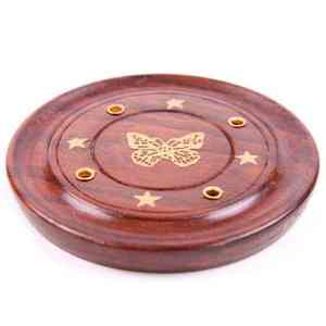 Porta Incienso de Madera y Latón de la Mejor Calidad para Hogares, Templos Festivos, Uso en Aromaterapia, Porta Incienso Redondo para Meditación - Product Image 1