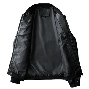 Winter New <b>Men</b> Black <b>Biker</b> Canvas Eco-Friendly Breathable Zipper Closure Casual Fit Slim Baseball Jacket - Product Image 1