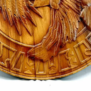 Authentique bouclier viking en bois de forme ronde, d'inspiration nordique, artisanat fait main pour l'affichage historique et les collectionneurs - Product Image 6
