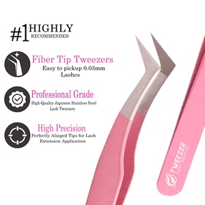 Wholesale High Accuracy <b>Plain</b> Handle Matte Finish Classic And Volume Eyelash Extension Tweezers Customized Logo Lash <b>Tools</b> - Product Image 2