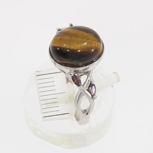 Anello 3432-OT in vero Occhio di Tigre - Argento rodiato - stile francese europeo - Product Image 1