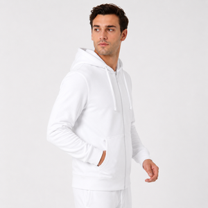 Sudadera con Capucha Blanca de Manga Larga para Hombre, 100% Algodón, Impresión Digital, Color Sólido, Corte Regular, Informal - Product Image 3