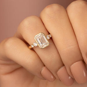 IGI/GIA Lab Grown Cut Diamond Vintage 14K Anillo de boda/compromiso amarillo Unisex Oro blanco fino para fiesta de aniversario-Worthy - Product Image 1