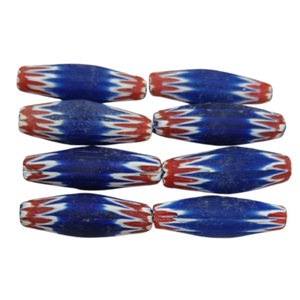 Wholesale Handmade Glass Chevron Beads Black Red White <b>Long</b> Tube Loose Beads for Jewelry Making DIY Bracelet <b>Necklace</b> - Product Image 2