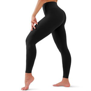 High Waist Full Length <b>Black</b> <b>Leggings</b> Seamless Knitted Stretch Women's Basic Solid Color All Seasons Activewear Pants - Product Image 3