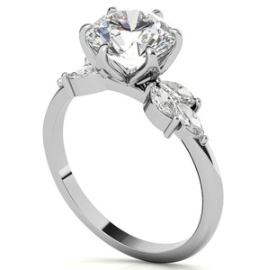 Bague en moissanite géométrique à taille ronde, en argent sterling 925 plaqué or blanc, bijoux de luxe pour fiançailles, mariage, promesse, anniversaire - Product Image 4