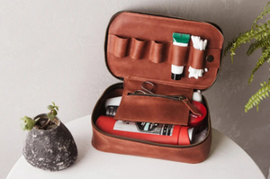 Leather Cosmetic <b>Case</b> Medium Size Vintage Style Zipper Closure Durable Travel Toiletries <b>Organizer</b> - Product Image 2