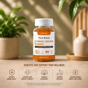 Gummies de soutien immunitaire articulaire pour enfants, sans OGM, végétariennes, sans gluten, saveur curcuma, orange et mangue, marque privée OEM - Product Image 3