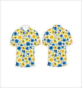 Chemise polo pour homme à imprimé floral blanc bleu jaune à manches courtes, chemise décontractée d'été tendance - Product Image 6