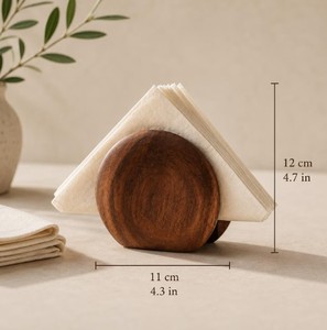 Support rond en bois massif naturel pour serviettes, distributeur de papier essuie-tout pour table, décoration de restaurant, vente en gros - Product Image 6