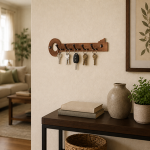 Wooden <b>Key</b> Wall Mounted Hook Rack Brown Entryway <b>Key</b> Holder <b>Organizer</b> for Home Office - Product Image 3