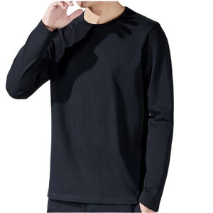 Camiseta negra de moda para hombre, estilo urbano, nueva colección de otoño, algodón lavado, estilo vintage, cuello redondo, manga larga, para hombre, estilo techwear. - Product Image 5