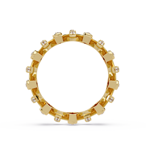Anillo de banda abierto de oro puro de 14K con forma de trébol, con diamante cultivado en laboratorio de corte redondo, anillos de boda para mujer, joyería fina. - Product Image 4