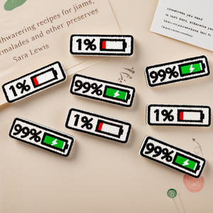 Low <b>Battery</b> and Full <b>Battery</b> Embroidered Iron On Patch for Clothing Bags and Accessories - Product Image 1