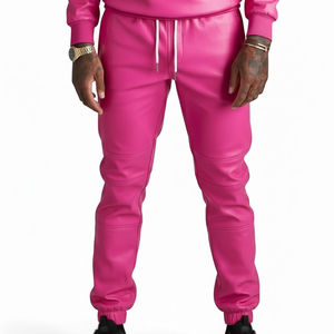 Nouveaux ensembles de survêtements décontractés pour hommes avec fermeture éclair, pantalon de jogging deux pièces et sweat à capuche en cuir tendance pour hommes - Product Image 6