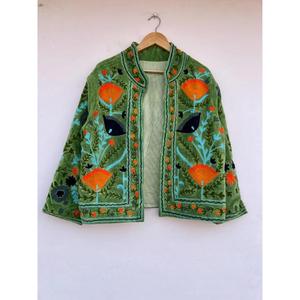 Bohemian Velvet Suzani Embroidered Hand-painted Cotton <b>Jacket</b> Uzbek Spring Autumn Winter Ethnic Outerwear <b>Women's</b> Reversible - Product Image 3
