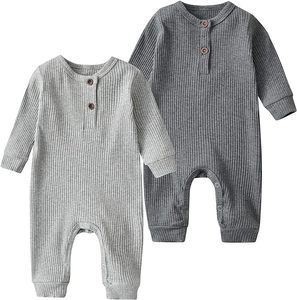 Vente en gros de grenouillères pour nouveaux-nés 100% coton, pyjamas manches longues tricotés doux d'hiver pour enfants, ensemble de 2 packs de pyjamas pour bébés - Product Image 3