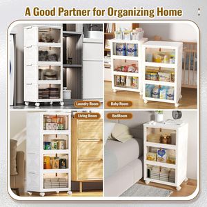 Organizzatore a 4 Livelli con Contenitori in Plastica e Coperchi, Pieghevole e Impilabile per Camera da Letto, Soggiorno e Ufficio - Product Image 5