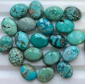 Nouvelles pierres précieuses naturelles en turquoise de Kingman, cabochons ovales, pierres de turquoise pour la fabrication de bijoux, lot de 10 pierres précieuses en vrac de 6x8 mm - Product Image 4