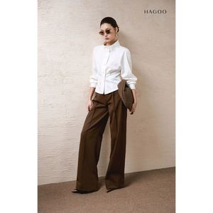 Camisa Elegante de Cuello Alto para Mujer, Cuello Convertible, Manga Larga, Algodón Lavado, Suave, Transpirable, Natural, para Oficina, A8114 - Product Image 6