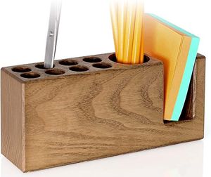 Porte-stylos en bois naturel fait main, organiseur de bureau, pot à crayons pour fournitures de bureau, fournitures scolaires, salle d'étude - Product Image 6