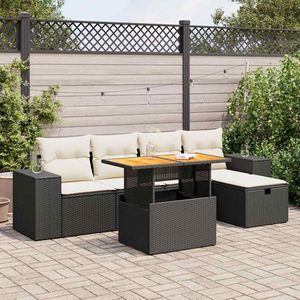 Set Divano da Giardino Nero Beige Crema Bianco - Product Image 1