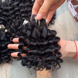 Extensions de cheveux humains noirs de couleur naturelle bouclée profonde avec perruque en dentelle transparente vraie fermeture de cheveux humains - Product Image 6