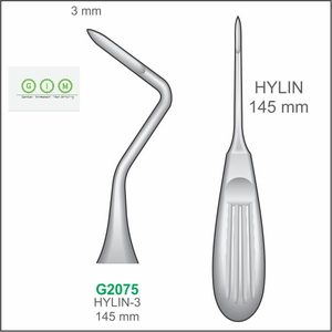 MELPEX BEAUTY INSTRUMENTS G2057 Élévateur dentaire à pointe droite 2,0 mm en acier inoxydable 420, manche creux 140 mm, autoclavable - Product Image 6