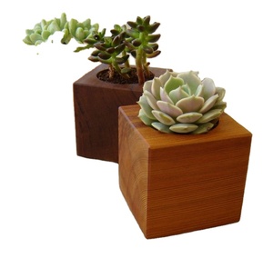 Artisanat pot de fleurs en bois souhaitant bien jardinière arrière-cour décor de jardin créatif jardinières en bois écorce pots de fleurs jardin - Product Image 1