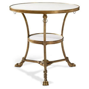 Mesa Auxiliar de Aluminio de Dos Niveles con Tapa de Vidrio, Mesa de Centro Moderna para Decoración de Sala de Estar - Product Image 2