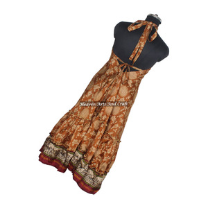 Nuevo Vestido Largo de Verano de Seda Sari Multicolor Estilo Occidental Vintage para Mujer, Elegante Vestido de Noche sin Mangas para Cena - Product Image 4