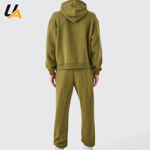 Ensemble de survêtement polaire tendance pour homme, sweat à capuche épais et pantalon de jogging, vêtements de sport d'hiver, streetwear, vente en gros - Product Image 2