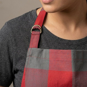 Tablier classique en PVC tissé réutilisable sans manches, motif écossais rouge personnalisé, tablier à bretelles réglables pour usage quotidien - Product Image 5