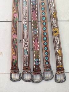 Luxury Famous Brand Designer Hand Tooled Leather Belts Stylish Handmade Belts Boho Vintage Adjustable Western Leather Belts - Product Image 5