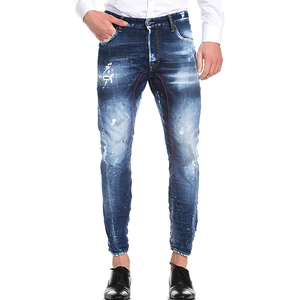Pantalones Vaqueros de Mezclilla para Hombre, Personalizados, 100% Algodón, Desgastados, Ajustados, Casuales, Estilo Urbano - Product Image 1