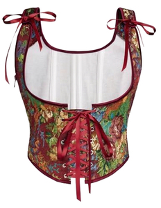 Promotion Lingerie sexy pour femme, style français, en tissu tissé, avec boutons, maintien léger, coussinets de poitrine amovibles, taille cintrée, coupe ajustée, col licou - Product Image 2