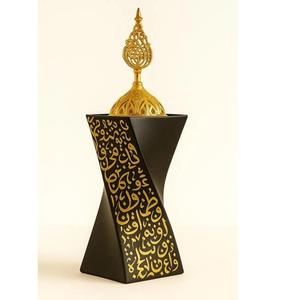 Quemador de Incienso Estilo Árabe, Chapado en Oro, Base Negra, Ecológico, Hecho a Mano, Fragancia Duradera para Habitaciones, Incienso de Almizcle - Product Image 1