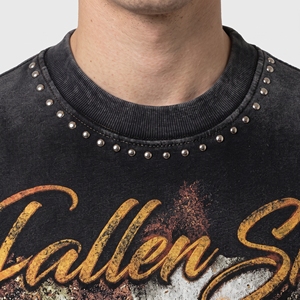 Sweat-shirt graphique noir vintage imprimé « Fallen Skies », à manches longues, avec détails cloutés, style streetwear gothique, col rond - Product Image 5