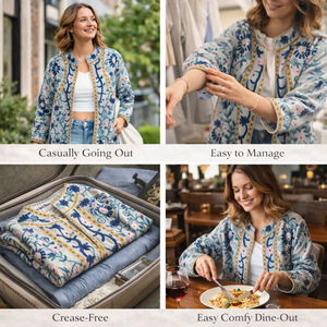 เสื้อแจ็คเก็ตบอมเบอร์กำมะหยี่ปักมือขายส่งสำหรับผู้หญิง  บุผ้าฝ้ายลายดอกไม้ คอตั้ง - Product Image 4