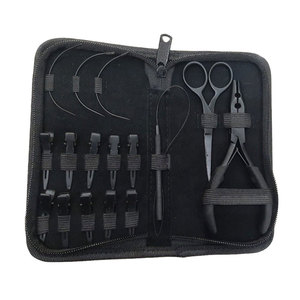 Kit de Herramientas Profesional para Extensiones de Cabello Negro Mate, Alicates de Anillo Micro Nano, Agujas Reutilizables y Duraderas para Salón de Belleza - Product Image 1