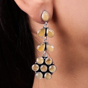 Wholesale Oxidized <b>Silver</b> Multi Stone <b>Dangle</b> <b>Earrings</b> Bulk Supplier | Direct Factory Manufacturer | Hot Selling Ready Stock - Product Image 3