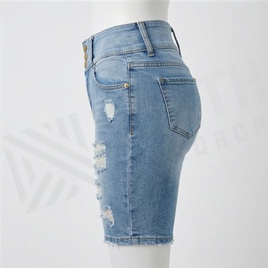 Shorts en jean déchirés pour femmes, couleur personnalisée, jeans coupés, demi-pantalons, tenue décontractée d'été, mode tendance, streetwear, Y2K - Product Image 3
