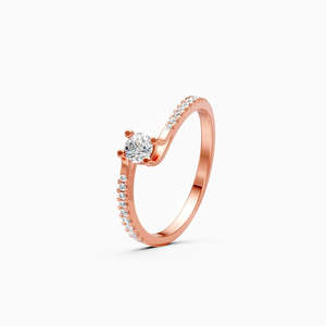 Bague élégante solitaire en diamant de laboratoire de 0,41 ct, sans conflit, pour usage quotidien, en or jaune, blanc et rose 9 carats - Product Image 1