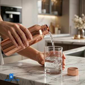 Botella de Agua de Cobre Ecológica Mosaic E-Comm, Diseño Moderno con Anillo, a Prueba de Fugas, Ayurvédica, para Beber, Uso en Cocina e Interiores, Hecha en India - Product Image 5