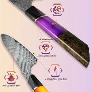 Cuchillos LEGACY BLADES Profesionales de Acero de Damasco, Mango de Resina, Forjados a Mano, Cuchillo de Cocina, Fabricante OEM ODM - Product Image 5