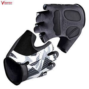 Guantes de Ciclismo de Cuero Negros de Medio Dedo Dexterity Utility, Guantes de Trabajo de Seguridad Resistentes a las Vibraciones para Hombres, para Montar en Bicicleta - Product Image 3