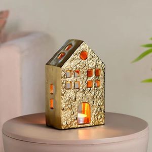 Curio Craft Luxury Metal House Shape Candle Holder Traditional Handicraft Eco-Friendly <b>Christmas</b> Decoration - Product Image 1