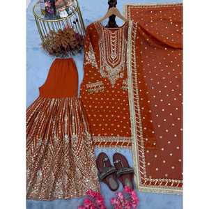 Top lourd en fausse georgette Plazzo & Dupatta pour femme de créateur pour un look de fête - Product Image 4