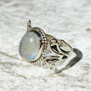 Wholesale Handmade Oval <b>Moonstone</b> <b>Ring</b> Women Floral Filigree Design Gemstone Jewelry Boho Vintage Style Krittika Jewelers - Product Image 1